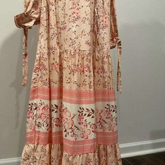 NWT Boho floral maxi dress vacation Euro Summer long sleeve - Picture 11 of 15